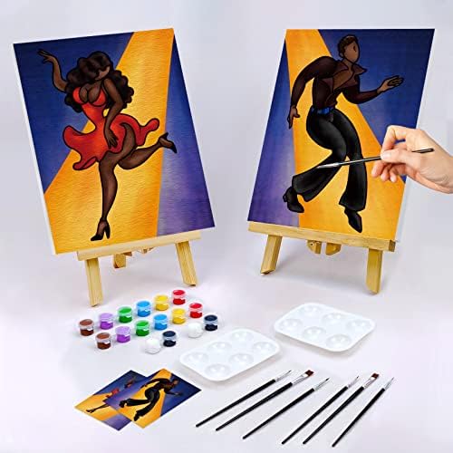 2 пакет 8x10 платно за сликање пакет, танцувачки loveубовен двојка пред нацртано платно за сликање за возрасни, двојка боја и датум за