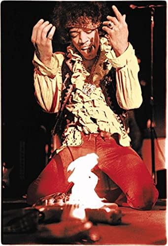 Целна Продавница Џими Хендрикс Монтереј поп Фестивал 1967 гитара оган 12х18 инчен Валани Постер