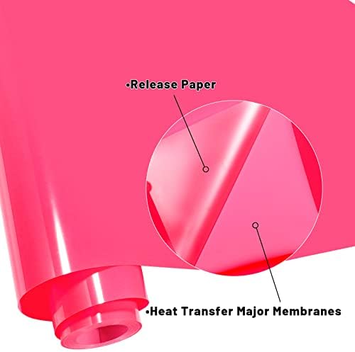 Girafvinyl Neon розова трансфер на топлина винил за Cricut 12 инчи на 10 стапки топло розово HTV железо на винил за маици, капи, облека, компатибилна