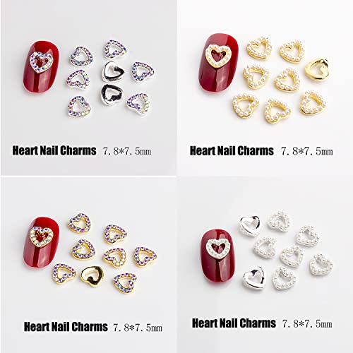 Jerclity 40 парчиња злато и сребрена легура на срцето на ноктите, привлечноста на дизајнот, loveубовта на срцето за ноктите скапоцени