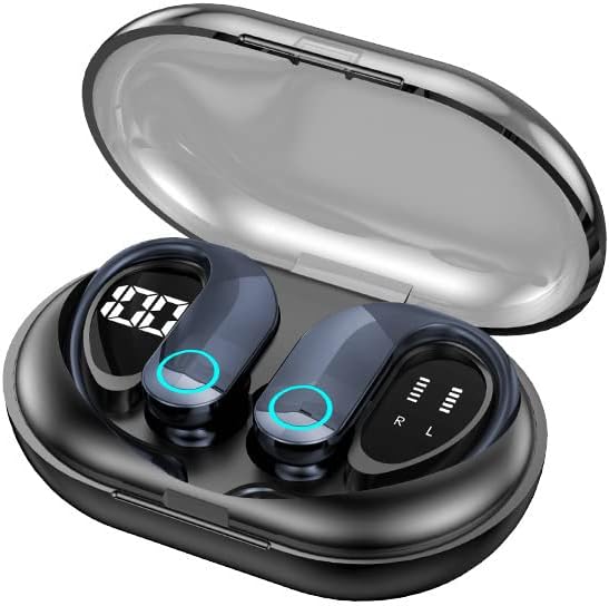 Braiyv безжични ушни слушалки Bluetooth Слушалки Задни слушалки во уво водоотпорен со микрофон LED дисплеј за вежбање со спортско