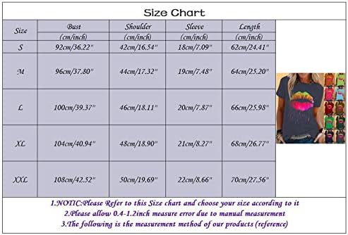 МИАШУИ Долги Ракави Трчање Маица Жени Модни Жени Обични Шарени Усни Печатење Краток Ракав О Вратот Маица Долга Кошула