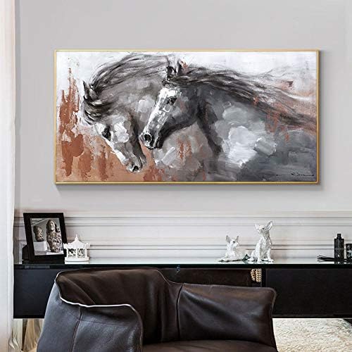 Рачно насликано масло сликарство на платно, апстрактни животински коњи образец уметност апстрактна печатена масло сликарство на рачно сликање