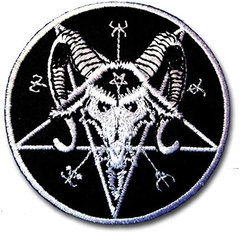 Верани Сабат Коза Бехемхон Пентаграм Сатаничен отров Бафомет Пентакл 666 Печ железо на жртвено јагне извезено апликација Амблем