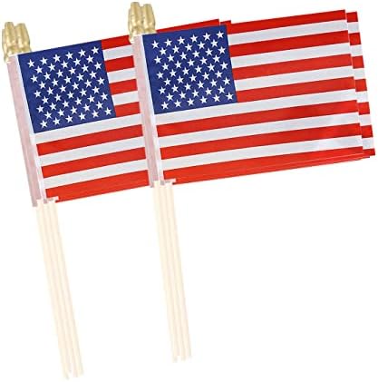Лебеј Американско Знаме Мини Мал САД Рачни Стап Знамиња 4х6 Инчи 12 Пакет
