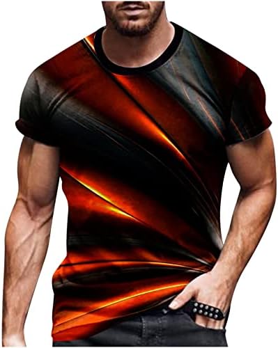 3Д маици за мажи, маички со кратки ракави за мажи Нови графички маички смешни 3Д печатени екипаж летни обични мускули врвови