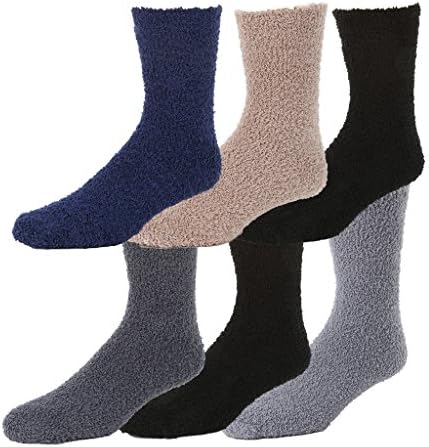 Гилбинс Машки Супер меки Нејасни Чорапи Со Влечки. Цврсти Бои, 6 Пакет