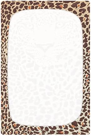 Алаза леопард печати кафеав гепард чаршави чаршафи опремени листови за басинет за момчиња бебе девојчиња дете, стандардна големина