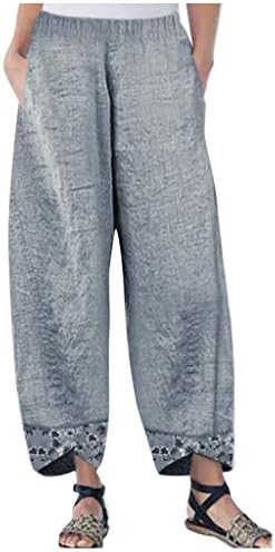 Здфер широки панталони за нозе за жени обични еластични половини Харем панталони Постелни палацо панталони печати широки панталони