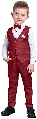 SADARKES деца формални костуми за момчиња облека за облека 4 парчиња кошули + елек + панталони + лак вратоврска дете смокинг