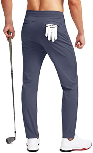 Машки голф -панталони за голф во Пудола се протегаат џемпери со џебови со патенти тенок вклопување во случајни џогери панталони за мажи