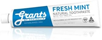 [5x 110g] Органска паста за заби на свежо нане на Грант со масло од чајно дрво, без флуорид, SLS и конзерванси, Сертифициран веган