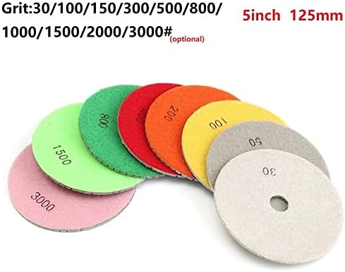 Лемил 5 инчи 125 мм суви/влажни дијамантски влошки за полирање Флексибилни дискови за мелење за дискови за пескарење со мермер од мермер бетон