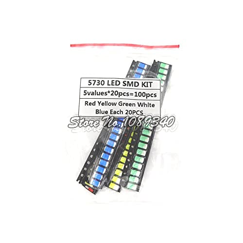 100pcs = 5 бои x 20pcs SMD 5730 5630 LED диоди асортиман hjxrhgal комплет LED диоди комплет зелена/црвена/бела/сина/жолта