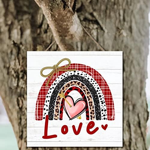 Обичај дрво знак свадба декор виси дрвен знак 12x12in Love leopard виножито среќен в Valentубени ден дрво знаци фарма куќа влез знаци палета
