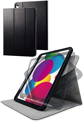Elecom TB-A22RSA360BK iPad 10,9-инчен 10-та генерација, кутија за размавта, складирање на моливи за јаболка, ротација од 360 °, автоматско спиење/будење,