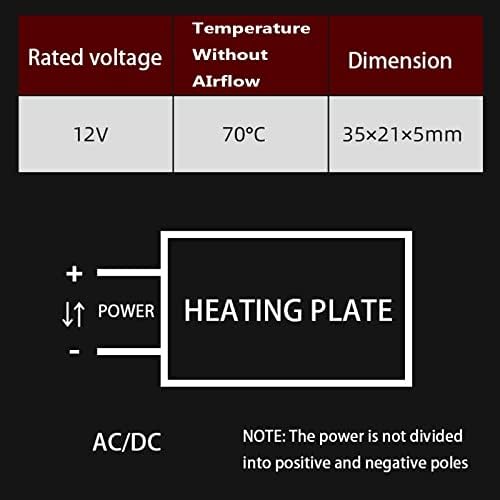 PTC Елемент за греење 2PCS AC DC 12V 70 степени изолирана постојана температура керамички термостатски грејачи плоча Алуминиумска
