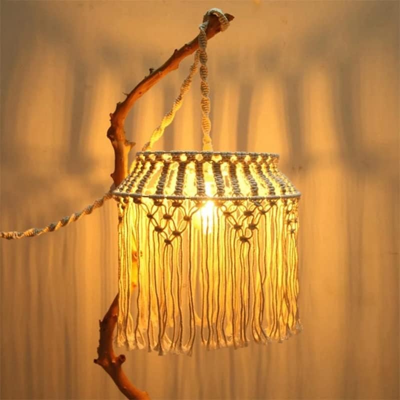 XBWEI рачно ткаени абажур лабачка лустер боемска спална соба декоративна ламба за приврзоци лесен покритие дома