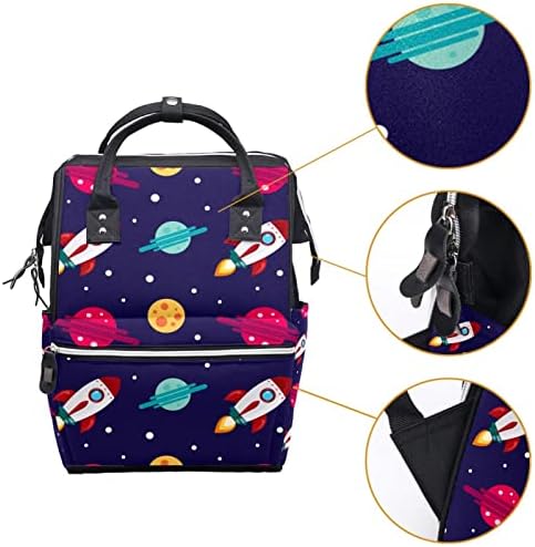 Ракетен лаптоп лаптоп за вселенски планети за жени мажи, пелена торба ранец за патувања торбички од колеџ ранец