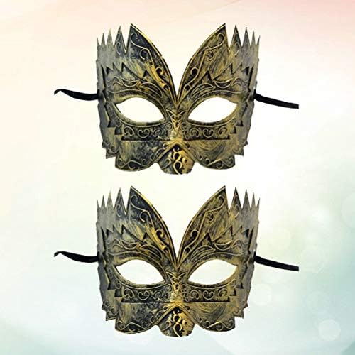 2 парчиња гроздобер полу -лице костим за маскирање за маскарада костуми за забава за забава за забава (златни украси за славење на Божиќни