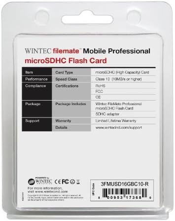 Wintec Filemate 16 GB Мобилни Професионална Класа 10 Microsdhc Картичка