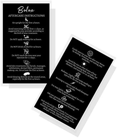 Картичка За Инструкции За Инјектирање На Полнење со Ботокс | 50 Пакувања | Физички Печатени 2х3, 5 Инчи Големина На Визит-Картичка | Црна Со Бел