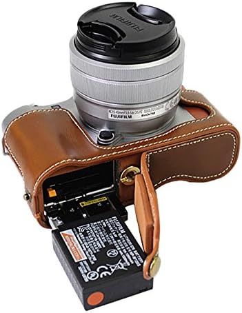 Верзија За Отворање на дното ЗА Fujifilm XA7 X-A7 Заштитна Торба За Куќиште Со Половина Камера Pu Со Дизајн На Статив Со Кафеава Лента