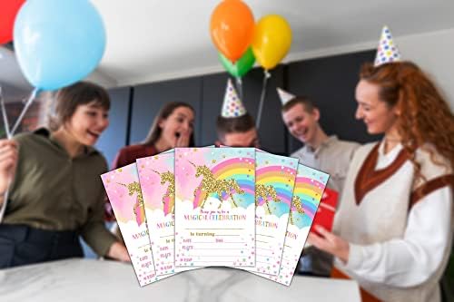 Покани картички за роденденска забава Лесиксур за деца, покани за забава, картички за момчиња за девојчиња, прослава за забава за тинејџери, картички со еднорог на ?
