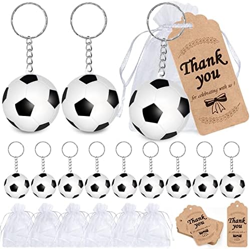 CiciBear 36 Пакет Спортски Партија Враќање Услуги со 12 Фудбалски Приврзоци, 12 Ви Благодариме Тагови и 12 Подарок Кеси За Фудбал Тематските