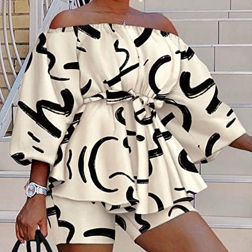 Mariyshe 2 парче африкански облеки за жени бохо цветни отпечатоци од рамените ромперки на горните шорцеви