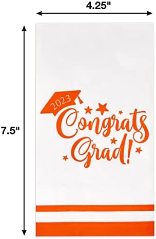 100 Класа На 2023 Дипломирање Гостин Салфетки Портокал &засилувач; Бела Хартија За Еднократна Употреба Честитки Град Капа Вечера Рака Салфетка