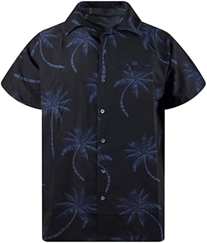 Фанки Хавајски Копче Надолу Блуза Кошула За Жени, Краток Ракав Летни Маици Блузи Повик Кокос Дрво Печати Плажа Блузи