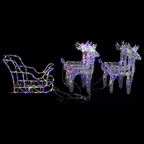 Cumyzo Reindeers & Sleigh Божиќна декорација 110.2 x11 x21.7 акрилик 4.55kg/10.01ib Божиќно осветлување