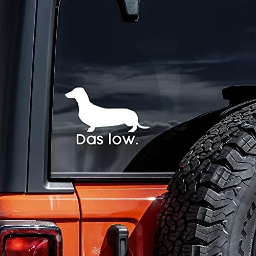 DAS низок dachshund decal vinyl налепница автоматски камион wallиден лаптоп | Бело | 5,5 x 3