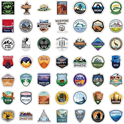 Национален парк налепница пакет постави 100 компјутери, отворено авантуристички авантуристички пешачење за кампување налепници за пустини,