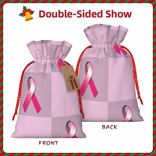 Аугенстерн Влечни Жици Божиќни Торби За Подароци Рак На Дојка-Розова-Лента Претставува Торби За Завиткување Божиќни Вреќи За Пакување