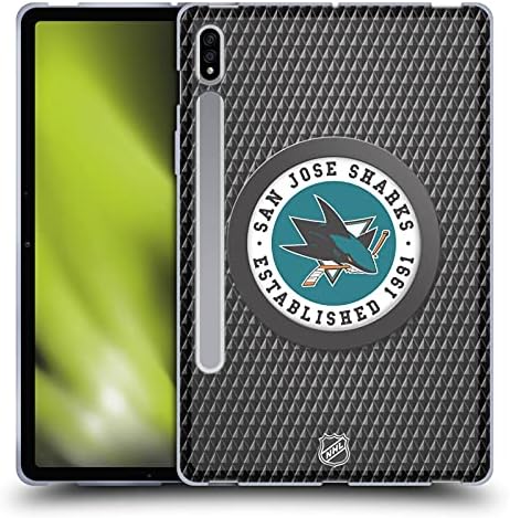 Дизајн на главни случаи официјално лиценцирана НХЛ Пак текстура Сан Хозе Ајкули мек гел кутија компатибилен со Samsung Galaxy Tab