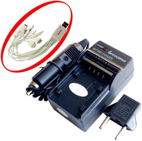 Itekiro AC Wall DC Car Battery Chit Chit за Panasonic DMC-FX550S + Itekiro 10-во-1 USB кабел за полнење