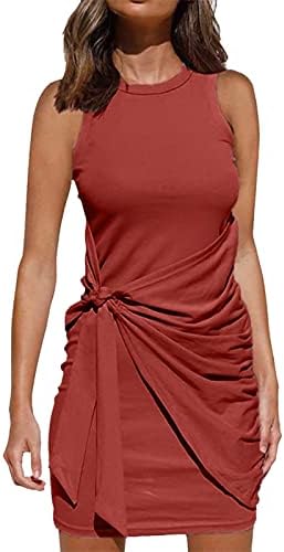 Icodod фустан женски 2023 лето ново здолниште без ракави со тркалезен врат плетенки неправилни V вратот макси фустани за жени