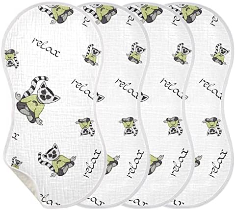 Yyzzh Lemur Do јога шема Муслин плескави крпи за бебе 4 пакувања памучни бебиња за миење садови за момчиња за момче девојче