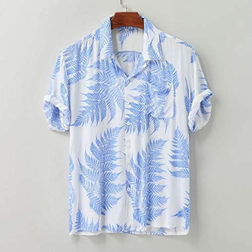 XL маж маички мажови шарени летни кратки ракави лабави копчиња хавајски обични кошули кошули за мажи за мажи