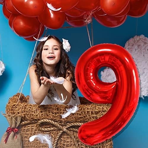 Забавен број балони црвен број 9 балони Број на роденденски балони 40 инчи џамбо број фолија хелиум балони за роденденска забава за дипломирање