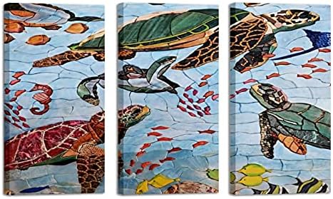 Wallидна уметност за дневна соба, морска желка Seahorse врамени декоративно масло за сликање постави декоративни модерни уметнички дела
