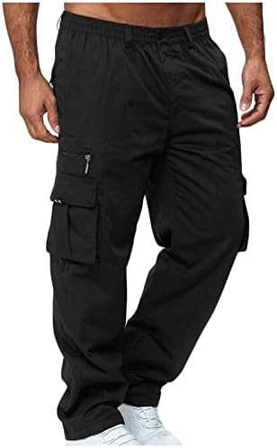 Карго панталони мажи цврсти случајни повеќекратни џебови на отворено директно тип фитнес панталони товарни панталони панталони плус големина