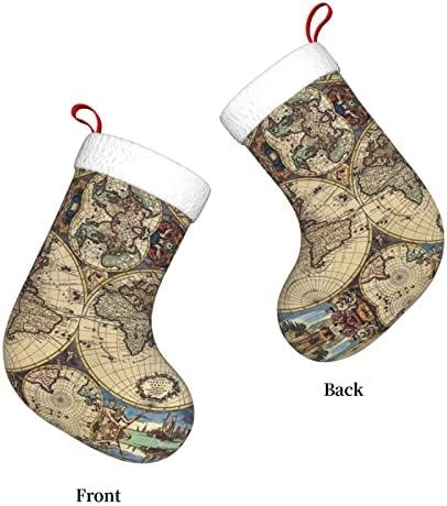 PSVOD Антички мапа Светски глобус Нова Година Божиќ Декоративни чорапи што висат Божиќни чорапи