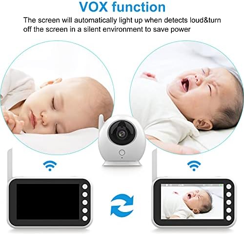 Мипин Видео Бебешки Монитор Со Камера И Аудио, Безжична Мониторска Камера со 4,3 Инчен Лцд-Екран Ноќно Гледање/Двонасочен Разговор/Монитор