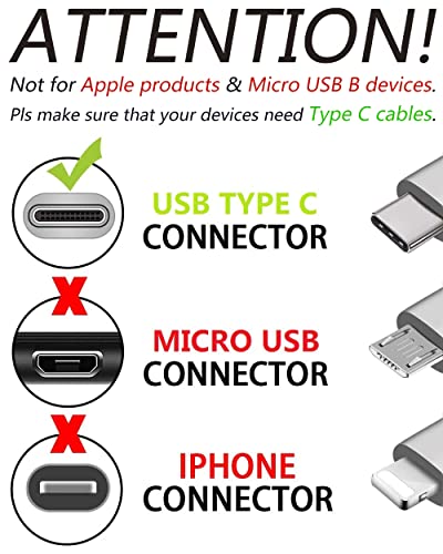 MYFON USB a ДО USB C Кабел, USB Тип C Кабел, 2 Пакет [6FT, 6FT], 3a Кабел За Брзо Полнење, Кабел За Пренос На Податоци Со Голема