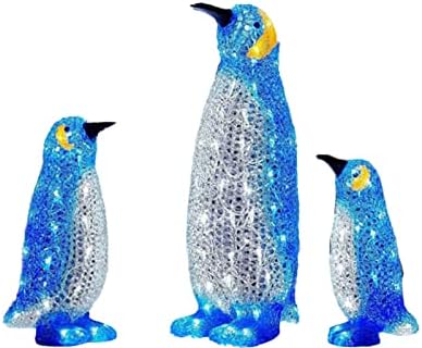 Производи за најдобар избор на Шусуен 1/7 парчиња Осветлени Божиќни пингвини со отворен двор со мини светла, зимска декорација Божиќ декор за