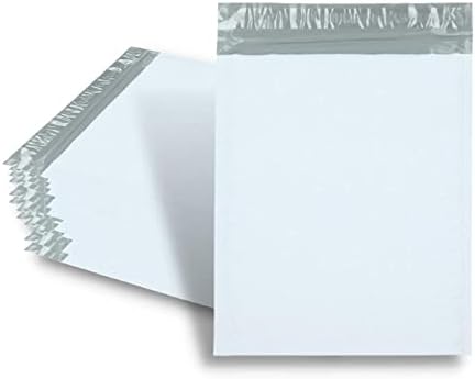 PSBM меур поли поштари, 8,5x14,5 инчи, 4200 пакет, постепени испраќачи на пликови, бела/сива, само -заптивка и лента за кора