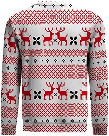 Вокачи грди Божиќни џемпери за мажи со долг ракав Божиќ ирваси и ирваси снегулка пуловер зимски моден џемпер врвови